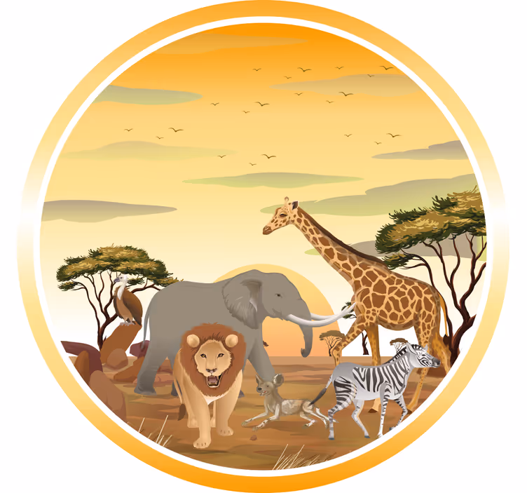 Childrens blind featuring african animals and plants - TenStickers