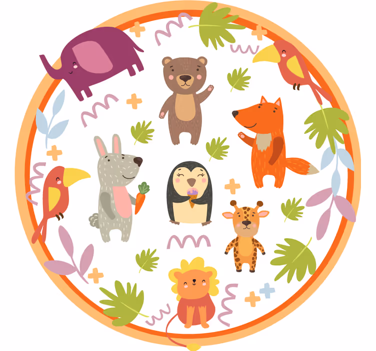Childrens blind featuring cute cartoon zoo animals - TenStickers