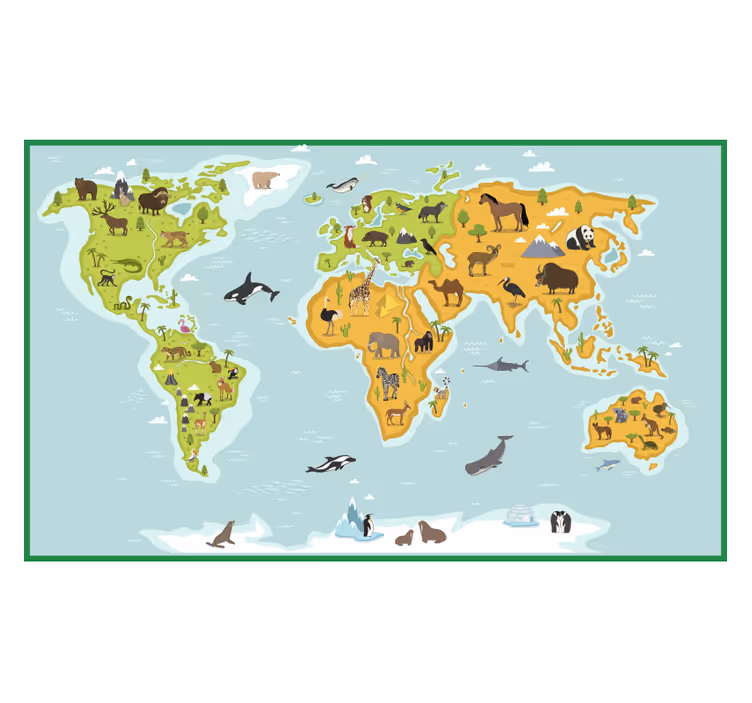 Childrens blind blue vintage worldmap - TenStickers