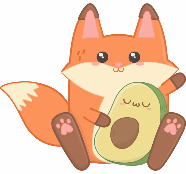 Kawaii fox with avocado childrens blind - TenStickers