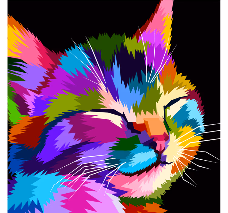 Childrens blind cat portrait color - TenStickers