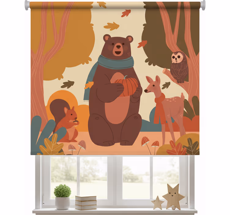 Childrens blind happy animals in autumn forest - TenStickers