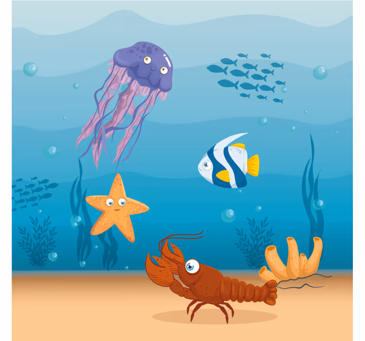 Children's blind seaworld life cartoon design - TenStickers