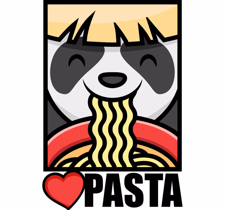 Teenage roller blind panda loves pasta design - TenStickers