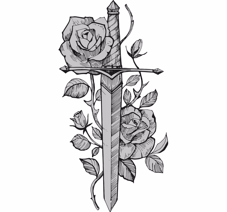 Teenage roller blind floral sword design - TenStickers