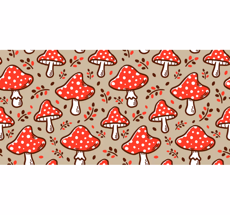 Beige blind with typical mushrooms on beige background - TenStickers