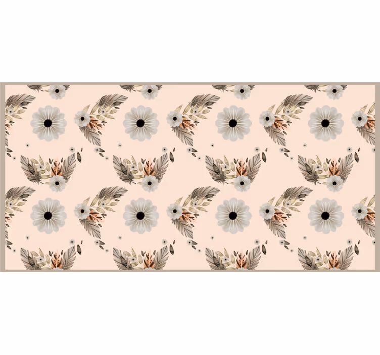 Beige blind with pink and black floral pattern - TenStickers