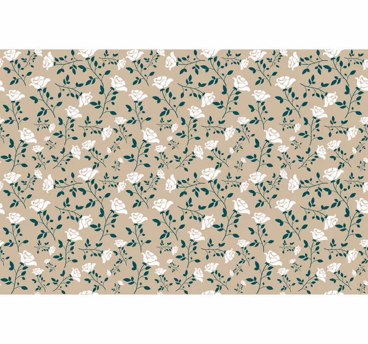 Beige blind with white vintage rose pattern - TenStickers