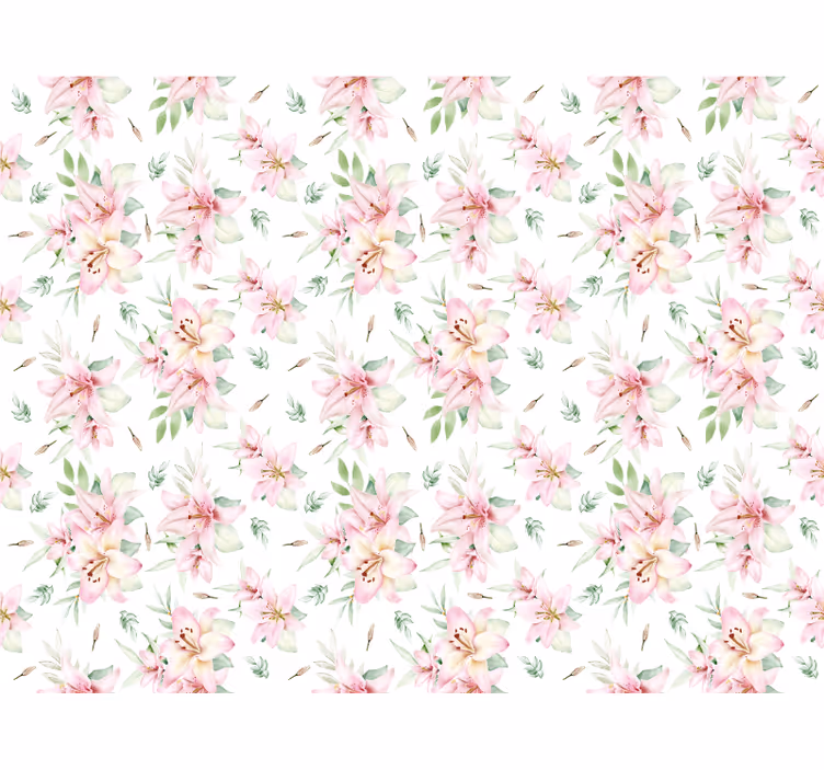 White blind with pink watercolor lilies design - TenStickers