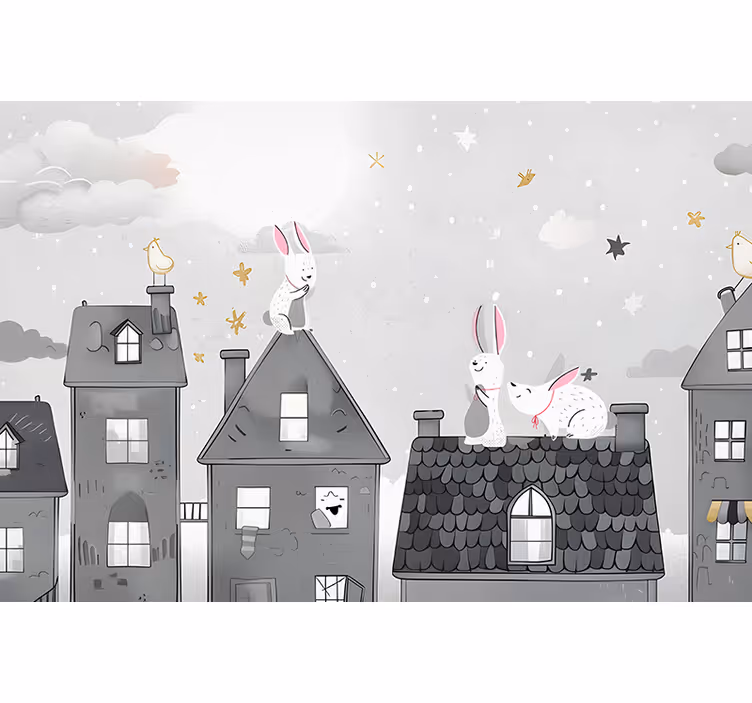 Nursery blind bunnies at night - TenStickers
