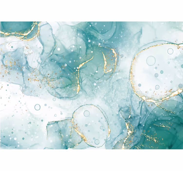 Turquoise and gold marble texture and pattern blind - TenStickers