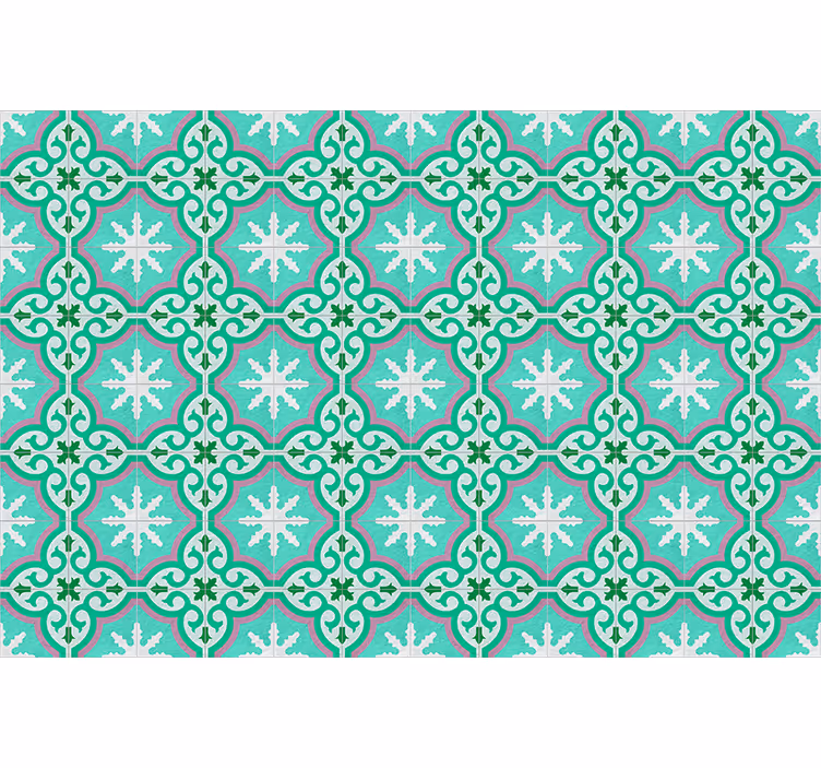 Vintage roller blind in green hydraulic tile - TenStickers