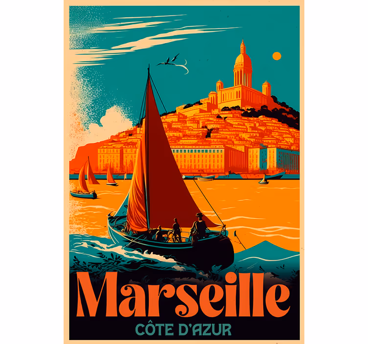 Vintage roller blind marseille french riviera - TenStickers