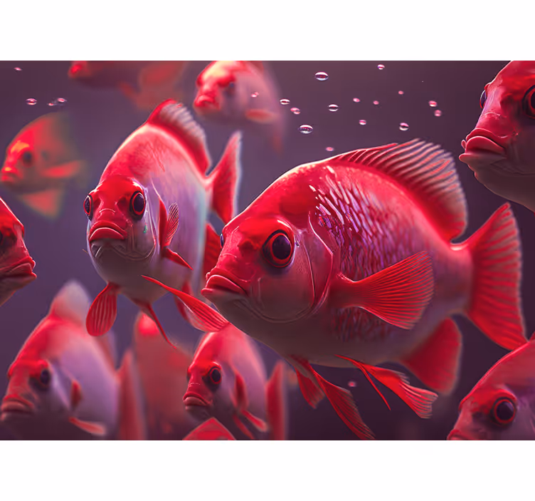 Animal blind red fish tank - TenStickers