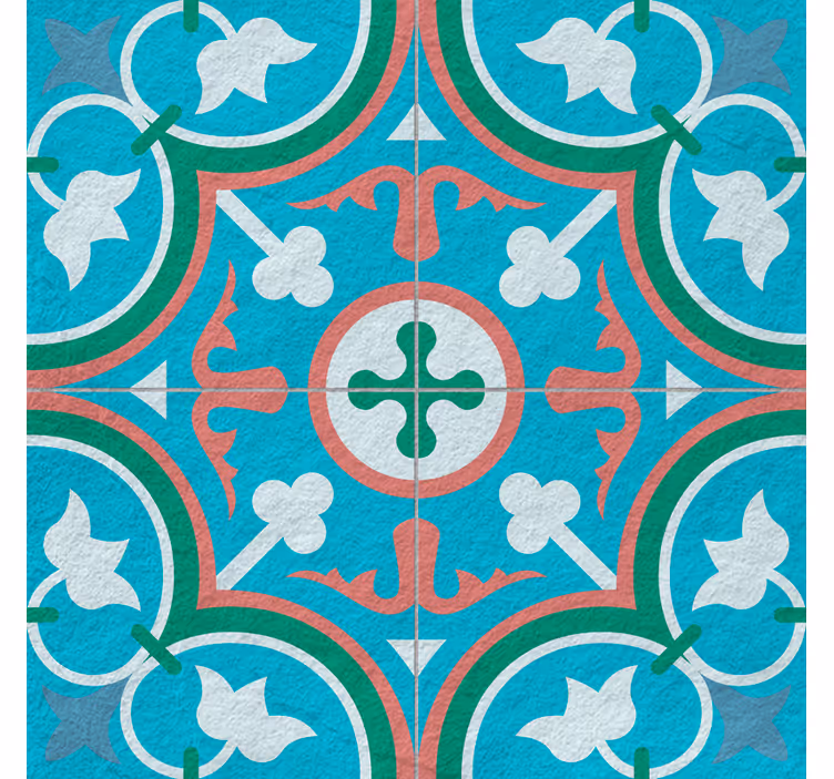 More vintage roller blind in blue hydraulic tile - TenStickers