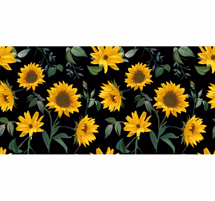 Black blind sunflowers on black background - TenStickers