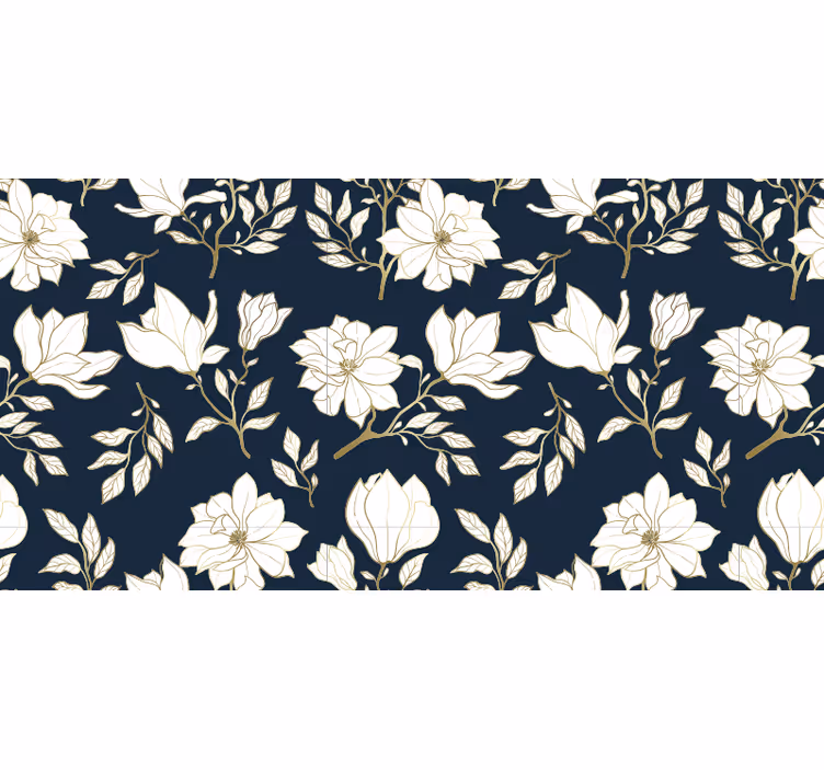 Black blind with white floral pattern - TenStickers