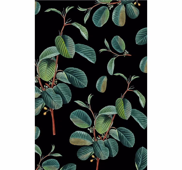 Black blind with green branches - TenStickers