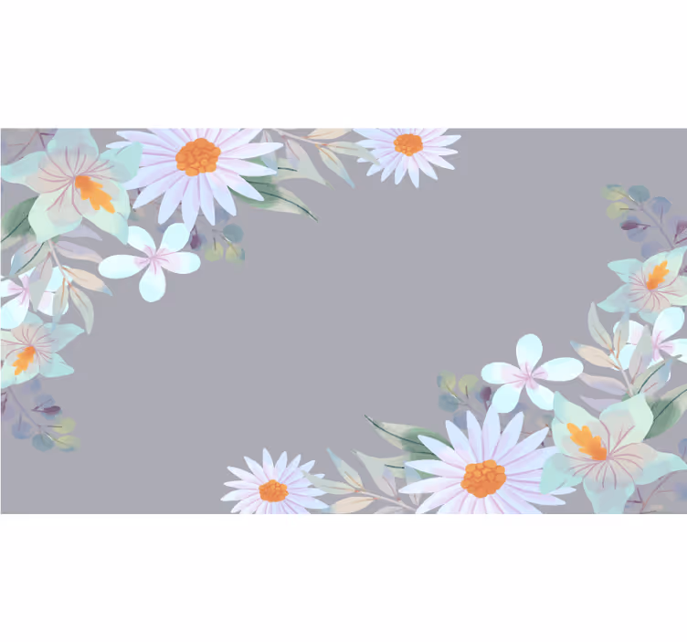 Grey blind with gray and blue watercolor flowers - TenStickers