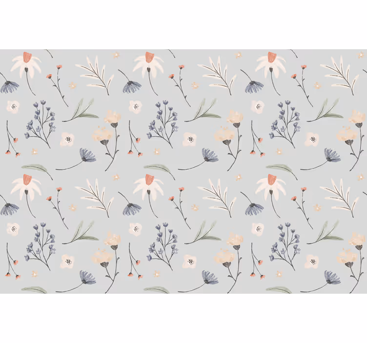 Grey blind in gray floral hamptons pattern - TenStickers