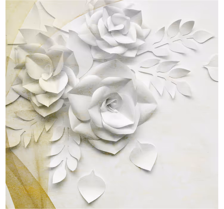 Elegant golden and white flowers bathroom blind - TenStickers