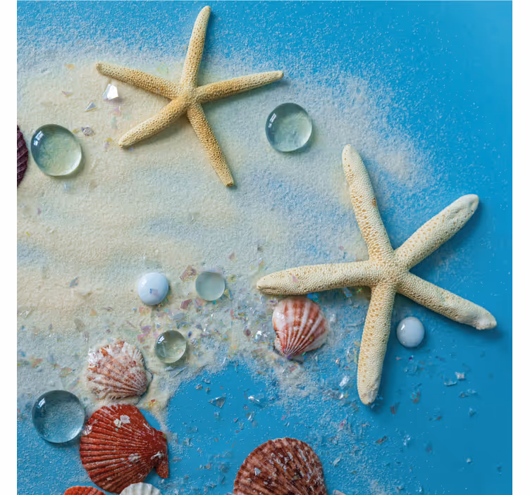Bathroom blind starfish on colorful sand - TenStickers