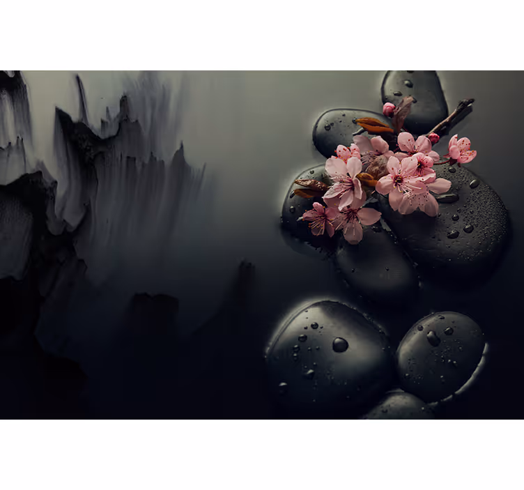 Bathroom blind elegant zen stone flowers - TenStickers