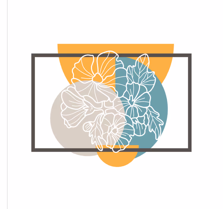 Office blind with cute minimalist rectangle flowers - TenStickers