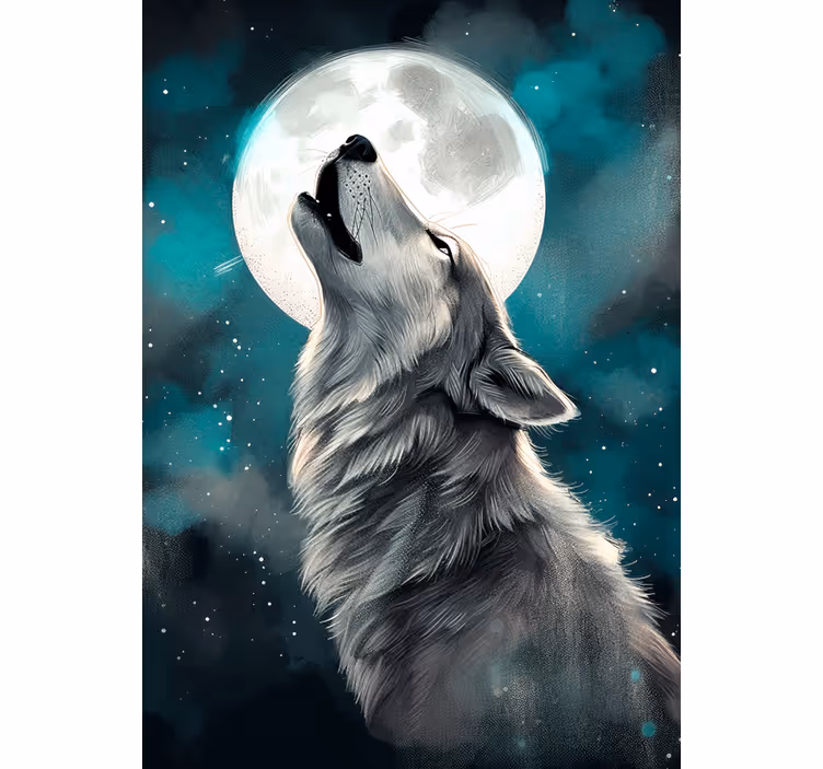 Teenage roller blind wolf howling design - TenStickers