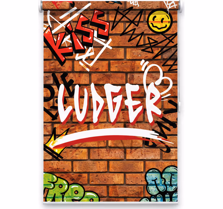 Teenage roller blind graffiti on bricks design - TenStickers