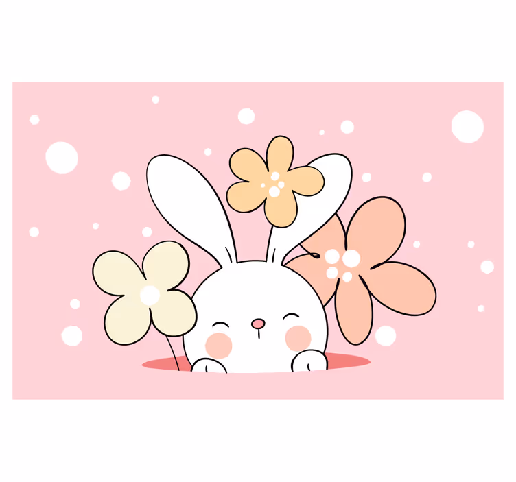 Funky roller blind rabbit on dotted background - TenStickers