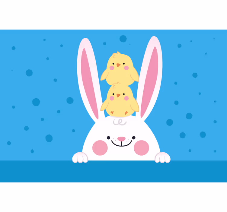 Funky roller blind rabbit with chickens - TenStickers