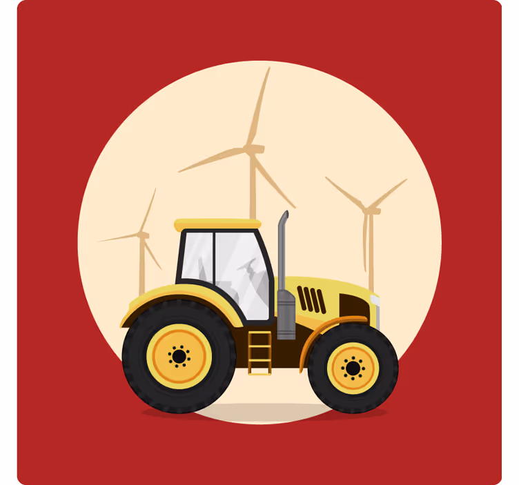 Funky roller blind yellow and red tractor - TenStickers
