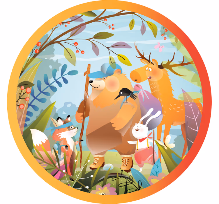 Funky roller blind animal friends in the forest - TenStickers
