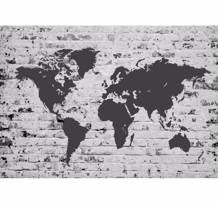 World map roller blind white brick design - TenStickers