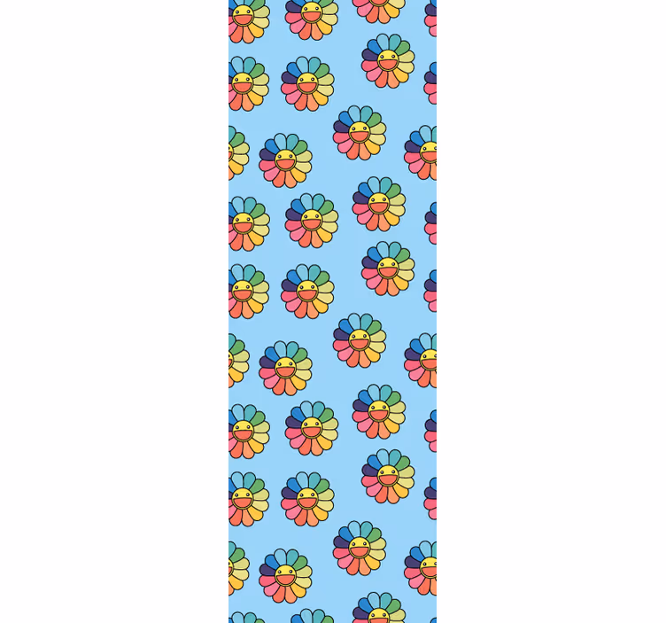 Teenage roller blind colorful flowers smiley faces - TenStickers