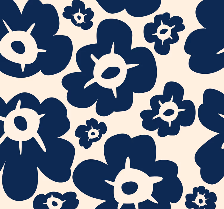 Flower roller blind dark blue poppy - TenStickers
