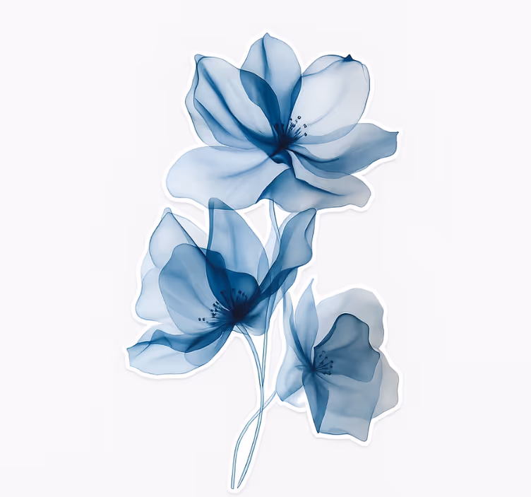 Flower roller blind blue translucent flowers - TenStickers