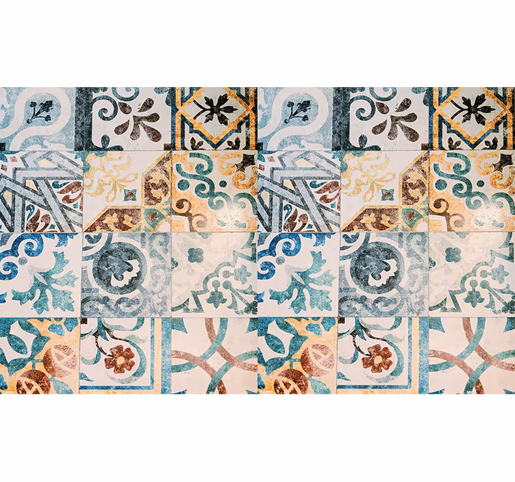 Rustic blind with retro mosaic design - TenStickers