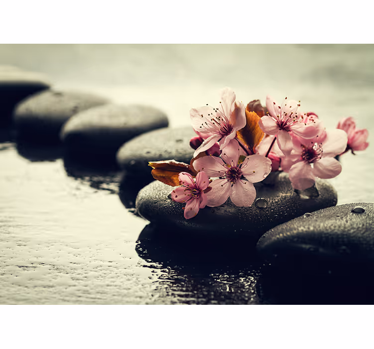 Zen blind pebble floral calm - TenStickers