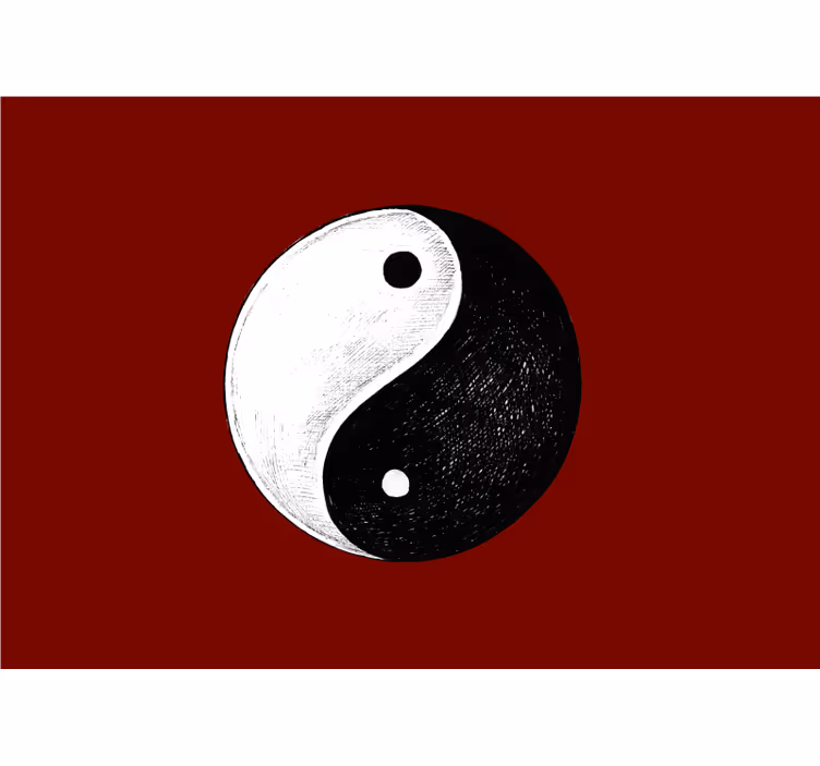 Zen blind wall mural bedroom yin yang red background - TenStickers