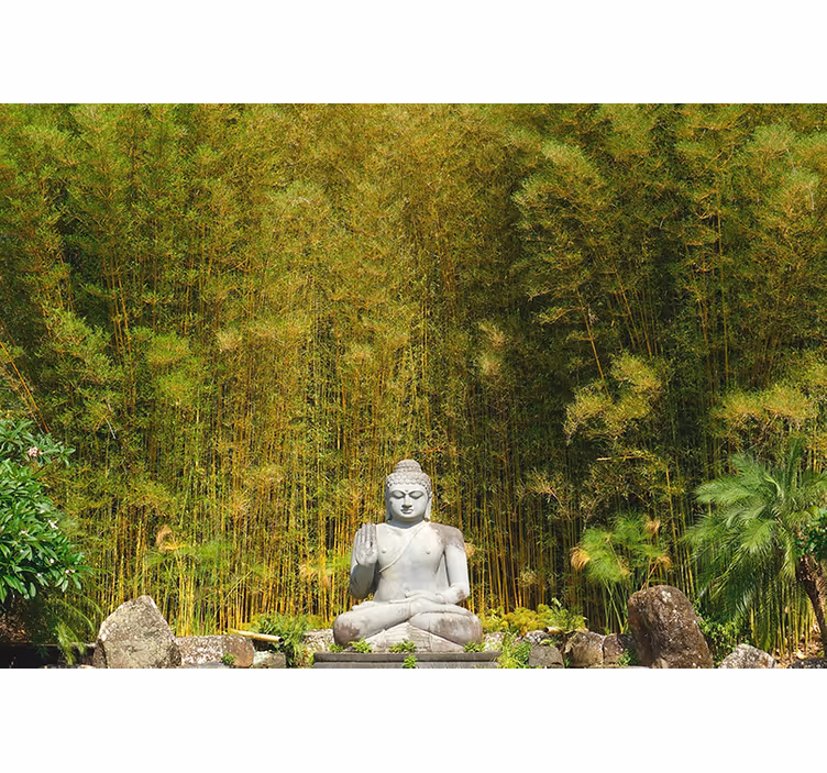 Zen blind gray buddha gazing at green nature - TenStickers