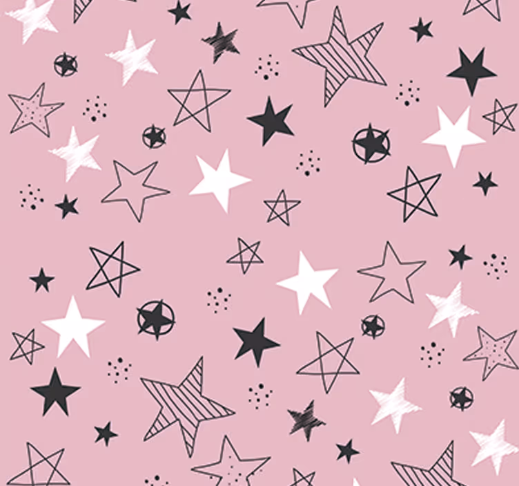Teenage roller blind with pink star wallpaper - TenStickers
