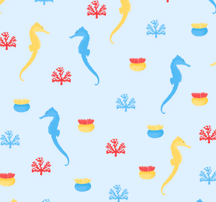 Teenage roller blind with sea horse and coral design - TenStickers