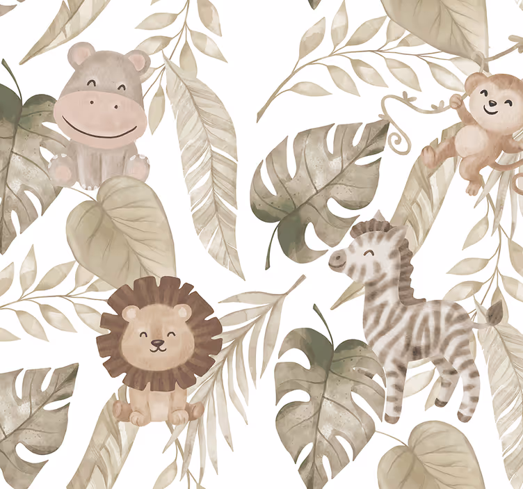 Nursery blind in beige jungle pattern - TenStickers