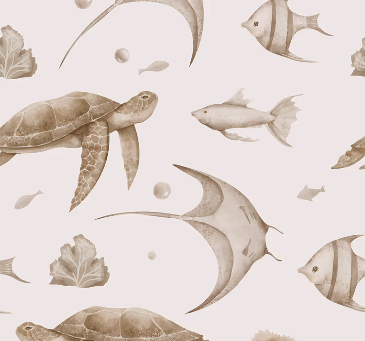 Nursery blind in beige ocean pattern - TenStickers