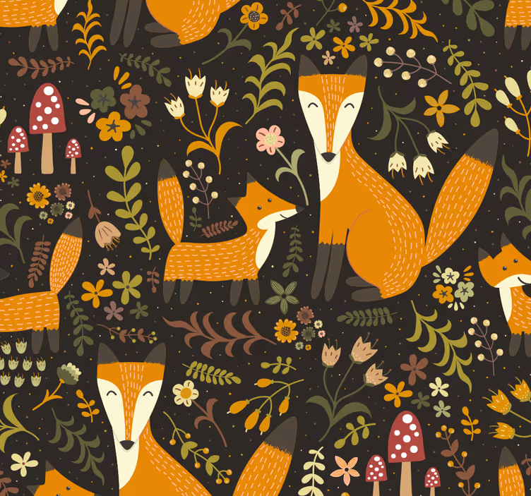 Nursery blind cute fox wallpaper for kids - TenStickers