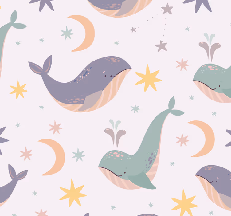 Nursery blind with playful whale patterns - TenStickers