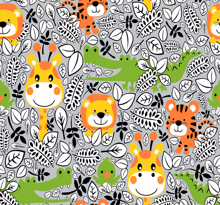 Nursery blind jungle friends grey - TenStickers