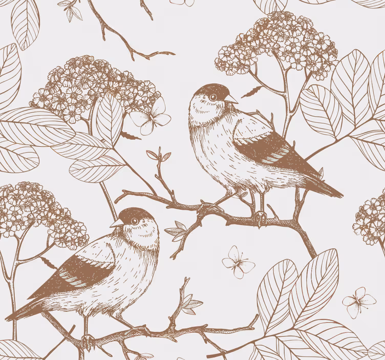 Nursery blind with grey and brown birds design - TenStickers